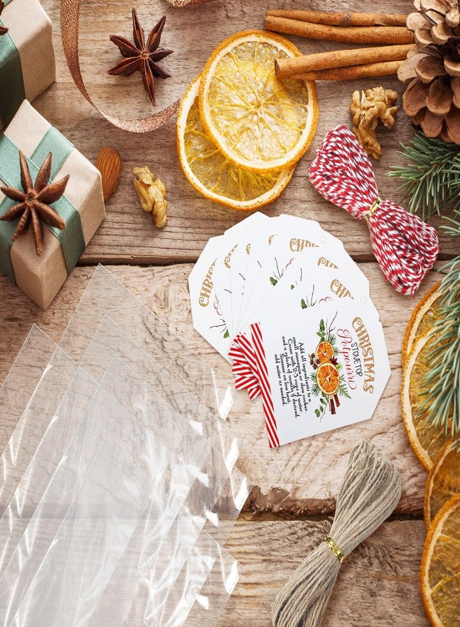 Watersay 24 Set 50 Pcs Christmas Potpourri Cellophane Bags Potpourri Gift Bags Stovetop Simmer Instruction Tags Holiday DIY Crafting Kit for Home Xmas Party Gift Decor(6 x 12'',Square) - Image 4